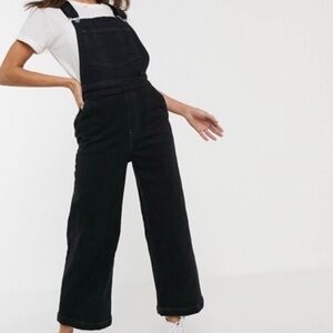 Levis black ribcage wide leg crop overalls